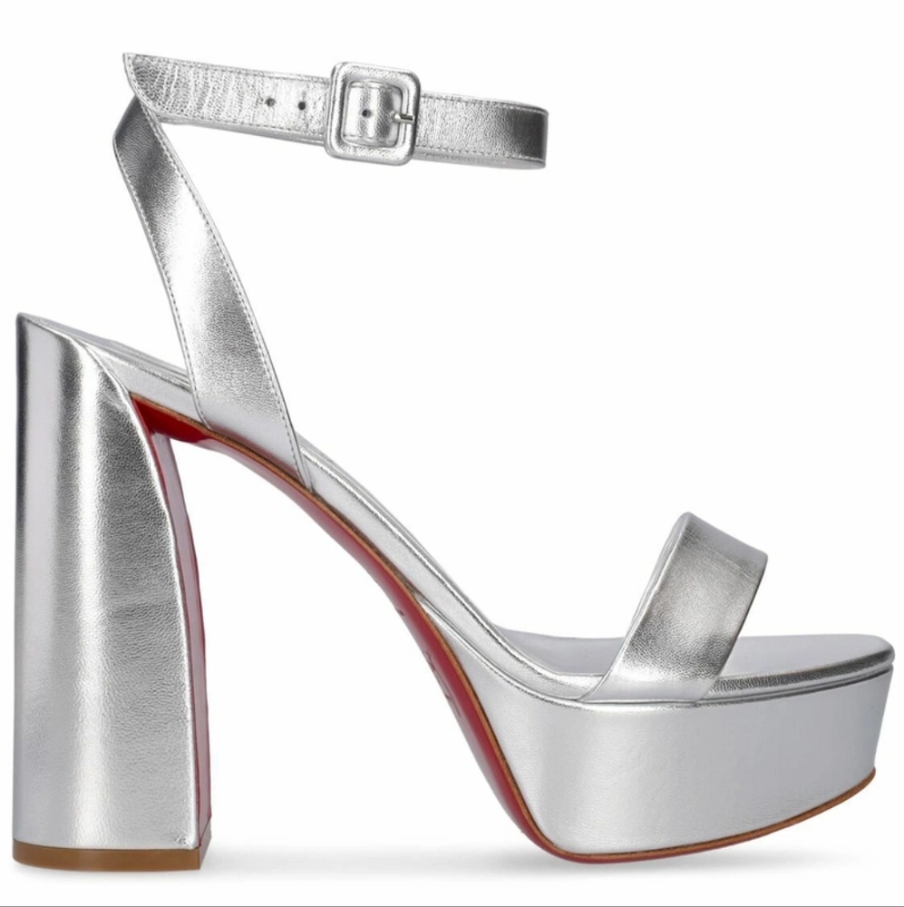 Christian Louboutin Movida Sabina 130 Silver Platform Sandals Size 40
